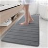 Buganda Tappeto da bagno in memory foam, 178 x 61 cm, ultra morbido e antiscivolo, assorbe l'acqua e lavabile in lavatrice, tappeto da bagno per bagno, doccia e vasca, colore: grigio