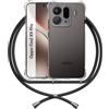 ANFAIRLACE Cover Cordino Compatibile con Oppo Find X9 Pro, Nero | Custodia Cuscino d'Aria Trasparente Silicone Morbido Regolabile Antiurto Laccio Chiaro Case