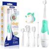 Seago SG-513 - Spazzolino elettrico per bambini da 0 a 3 anni, con luce LED, Smart Timer, impermeabile, IPX7, spazzolino da denti sonico (verde bambino)