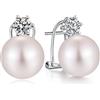 ZDaoBen Orecchini Perle Donnain Argento Sterling 925 Orecchini a Bottone Perla Zrconi Diamantati Perle Gioielli Regali per Donne Matrimonio Spose 12 mm Perla Bianca