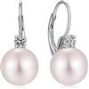 ZDaoBen Orecchini Perle Donnain Argento Sterling 925 Leverback Orecchini Pendenti Perla Zrconi Diamantati Perle Gioielli Regali per Donne 10 mm