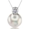 FEIKFEIZ Pendenti in moissanite con perle, diamanti coltivati in laboratorio, argento 925 placcato in oro bianco 18K, collana con perle d'acqua dolce, regalo per donne.