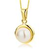 OROVI Collana Donna Oro Giallo 9KT Collana con Ciondolo con Tondo con Perla Coltivata 45 cm, gioiello anallergico confezionato in un elegante astuccio portagioie