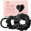 Litbear Set di 3 elastici per capelli in seta al 100% pura di gelso Scrunchies, in 3 misure, anelli per capelli in seta per dormire, delicati contro la rottura dei capelli (rosa + viola + nero)