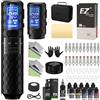 EZ TATTOO Kit Tatuaggi - Macchinetta per Tatuaggi Kit Completo con 6 Corse 2.5-4.8mm Macchinetta Tatuaggi, Alimentatore Batteria Extra da 1600 mAh, 20Pz Aghi Tattoo per Principianti e Artisti