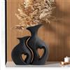 Kityemo 2 Vasi in Ceramica Nera a Forma di Cuore | Set di Vasi Opachi per Decorazione Boho | Ideale per Tavolo da Pranzo, Libreria, Salotto, Camera da Letto & Ufficio | Tischdekoration