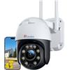 Ctronics 3G/4G LTE Telecamera Sorveglianza Esterna IP Camera SIM Visione Notturna Colore 20M 355° 90° PTZ Monitoraggio Automatico Rilevamento Umano Audio Bidirezionale Slot Scheda SD (Bianco)