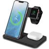 MMOBIEL Supporto per Caricatore Wireless Compatibile con iPhone, Apple Watch e AirPods - Caricatore Rapido Wireless Pieghevole 3 in 1 Supporto di Ricarica per Telefono - Nero
