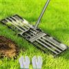 ZHJAN Rastrello Livellatore per Prato Pesante 76x25 cm | Manico Regolabile 185 cm | Livellatrice per Prato per Terreno, Sabbia e Terra | Ideale per Giardino, Cortile e Campo da Golf