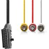 NEDIS Cavo SCART - connettore SCART - 3 connettori RCA - nichelato - commutabile - 480p - 2.00 m - rotondo - PVC - etichetta