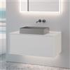 neoro n60 mobile La: 100 cm con 1 scomparto scomparto estraibile, lavabo La: 55 cm acciaio inox spazzolato,, BN0736BS+BN0756WM, n60 [Mobili da Bagno > Mobili con Lavabo Integrato]