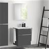 evineo ineo4 mobile La: 61 cm, 2 estraibili, con maniglia, lavabo doppio bianco, con armadietto a specchio per la Svizzera,, BE0834WH+BE0200AN+BEA040MI+BL001197, ineo4 [Mobili da Bagno > Set Mobili da Bagno]