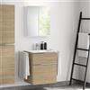 evineo ineo4 mobile La: 61 cm, 2 estraibili, con maniglia, lavabo doppio bianco, con armadietto a specchio per la Svizzera,, BE0834WH+BE0200OA+BEA040MI+BL001197, ineo4 [Mobili da Bagno > Set Mobili da Bagno]