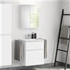 evineo ineo4 mobile La: 61 cm, 2 estraibili, con maniglia, lavabo doppio bianco, con armadietto a specchio per la Svizzera,, BE0834WH+BE0200WM+BEA040MI+BL001197, ineo4 [Mobili da Bagno > Set Mobili da Bagno]