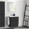 evineo ineo4 mobile La: 61 cm, 2 estraibili, con maniglia, lavabo doppio bianco, con armadietto a specchio per la Svizzera,, BE0834WH+BE0200BM+BEA040MI+BL001197, ineo4 [Mobili da Bagno > Set Mobili da Bagno]