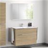 evineo ineo4 mobile La: 101 cm, 2 estraibili, con maniglia, lavabo doppio bianco, con armadietto a specchio per la Svizzera,, BE0836WH+BE0202OA+BEA042MI+BL001197, ineo4 [Mobili da Bagno > Set Mobili da Bagno]