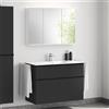 evineo ineo4 mobile La: 101 cm, 2 estraibili, con maniglia, lavabo doppio bianco, con armadietto a specchio per la Svizzera,, BE0836WH+BE0202BM+BEA042MI+BL001197, ineo4 [Mobili da Bagno > Set Mobili da Bagno]