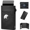 YESIIW Portafoglio Uomo Slim per Airtag 2 Generazione, Porta Carte di Credito Slim Uomo Portacarte Schermato RFID, Men's Air tag Wallet con Portamonete Capacità Porta Tessere Nero