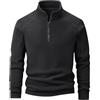 Generic 1/4 Zip Up Felpe da uomo con cerniera a quarto maglione da uomo foderato in pile camicie a maniche lunghe mezza zip collo alto felpa atletica palestra top tinta unita maglioni autunnali, Nero-1, 7XL