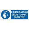 CARTELLI SEGNALATORI Cartello segnalatore - 35x12,5 cm - E' OBBLIGATORIO USARE I GUANTI PROTETTIVI - alluminio - Cartelli Segnalatori (unità vendita 1 pz.)
