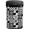 KITCHEN MOVE Majestic Pattumiera automatica da cucina, 58 l, in acciaio inox, con reggiatura, motivo con piastrelle decorative, nero