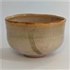 Ciotola matcha smaltata cenere grigiastra giapponese in ceramica firmata Chaw...