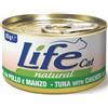 Life Cat Natural Tonno, Pollo e Manzo - Cibo Umido Gatto, 85g Prezzo x 24 unità