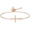 GAVU Bracciale Donna Argento 925, Bracciale con Croce da Donna Regolabile da Donna Placcato Oro Rosa, Regalo Cresima