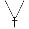 GAVU Collana Nera da Uomo in Acciaio Inox con Ciondolo Croce Religiosa Idea Regalo Cresima da Uomo Croce Piccola 60cm