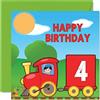 Stuff4 Biglietto di auguri 4° compleanno unisex con treno biglietto di auguri di compleanno 4 anni figlio figlia fratello sorella nipote nipote nipote cugino 145mm