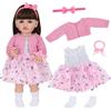 Xerteam Vestiti per bambole per bambola da 50-55 cm, abito in tulle rosa con motivo a farfalla glitterata, accessori per giacca lavorata a maglia e fascia con fiocco per bambola da 50-55 cm, adatto