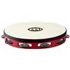 Meinl Percussion TAH1BK-R-TF - Tamburello in legno con testa di pelle e fila singola di sonagli d'acciaio nel telaio, diametro: 25,40 cm (10''), colore rosso