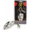 Portachiavi 100% Metallo con Moschettone Anonymous V for Vendetta Mask Originale