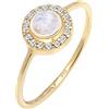 Elli PREMIUM Anello da donna elegante con pietra di luna e diamante (0,08 ct) in oro giallo 585