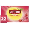 Lipton |Tisana Frutti Rossi | 20 Filtri | con Lamponi, Fragole e Ibisco | Gusto Rinfrescante| Senza Caffeina | Bustine Confezionate Singolarmente