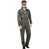 Smiffys Costume deluxe da uomo Top Gun, Verde, con tuta intera, piastrine e occhiali da sole Halloween