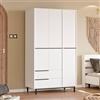 LBSIGN Armadio Guardaroba Con Barra Appendiabiti 3 Ante 2 Cassetti Bianco Ocean