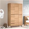 LBSIGN Armadio Guardaroba Con Barra Appendiabiti 3 Ante 2 Cassetti Legno Ocean