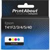 PrintAbout Cartuccia compatibile Epson T41F2/3/4/5/40 - 4 colori Alta capacità Multipack