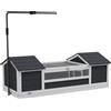 PawHut Casa per tartarughe terrestri all'aperto, gabbia per tartarughe, 2 tane, supporto per lampada regolabile, legno massiccio 120 x 56,5 x 43 cm grigio