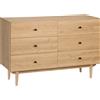 HOMCOM Cassettiera 6 cassetti mobile da archiviazione piedi in legno massello 120 x 40 x 80 cm colore legno