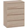HOMCOM Cassettiera 4 Cassetti in Legno con Guide in Metallo e Maniglie Scanalate, 60x40x80 cm, color Faggio | Aosom Italy
