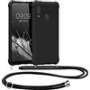 kwmobile Custodia Compatibile con Samsung Galaxy A20e Cover - Back Case in Silicone TPU - Protezione Smartphone con Cordino - nero