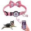 THAIN Collare per gatti personalizzato con campana e papillon Breakaway QR Code nome Smart ID tag a sgancio rapido morbido e confortevole collare per gatti e gattini (rosa)