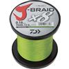 DAIWA J- Braid X8, Chartreuse, 0,22 mm, 17,0 kg, 1500 m, lenza da pesca intrecciata rotonda
