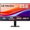 LG 24U411A Monitor 24 Full HD IPS, HDR 10, 120Hz, 1ms MBR, HDMI, D-Sub (VGA), Uscita cuffie, 1920x1080, sRGB 99%, Schermo Antiriflesso, Flicker Safe, Reader Mode, Nero