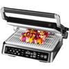 Genius Chef - Griglia elettrica a contatto, in acciaio inox, per panini, bistecche, piastre rimovibili, tostapane per sandwich, con 2 piastre, set da 6 pezzi, colore: Grigio