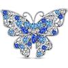 Bling Jewelry Grande Spilla A Forma Di Farfalla In Cristallo Blu Per Donne Design Filigranato Alla Moda In Ottone Placcato Argento