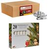 Idena 90486 - Portacandele per Albero di Natale, 20 Pezzi in Argento incl. 20 Candele in Bianco, portacandele in Metallo Vintage, con Clip per Rami Fino a 1,5 cm di Spessore