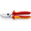 KNIPEX Cesoia per cavi con doppio tagliente cromata isolati con manici rivestiti in materiale bicomponente, collaudati VDE 200 mm, 95 16 200